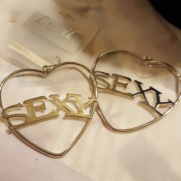 Luxil Jewelry - Large heart-shaped hoop in laid sexy earrings